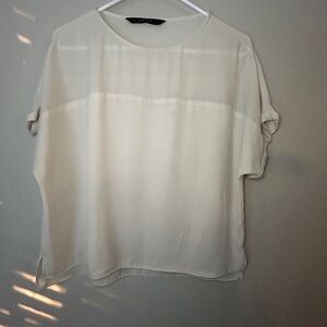 Zara Cream Boxy Blouse with Short Sleeves‎